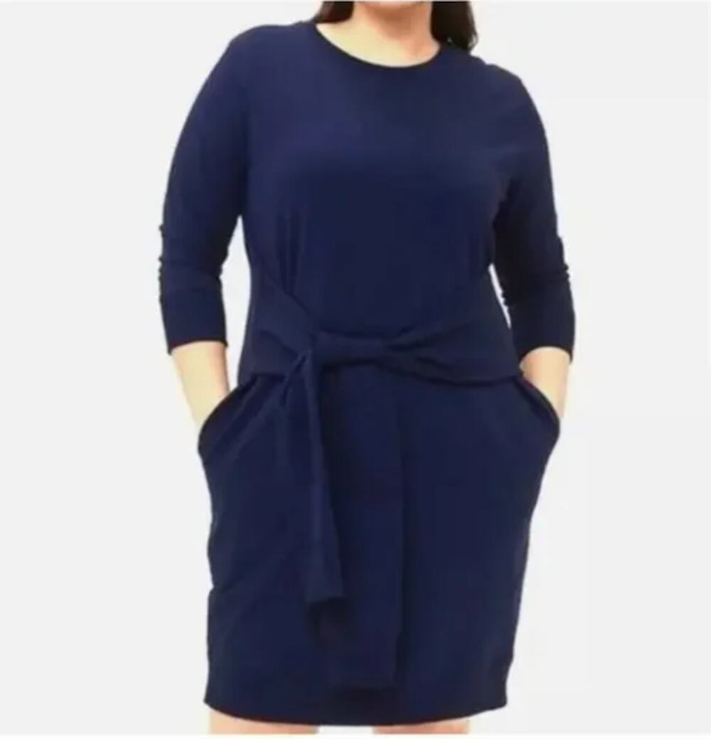 NWT Universal Standard Misa Tie Sleeve Sweatshirt Dress Blue XS(Large)
